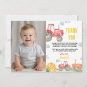 トラクターファーム誕生日パーティフォトサンキューカード サンキューカード (正面)