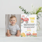 トラクターファーム誕生日パーティフォトサンキューカード サンキューカード (スタンド正面)