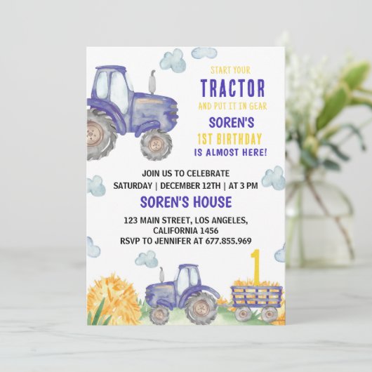 トラクターファーム誕生日パーティーの招待 招待状 (スタンド正面)