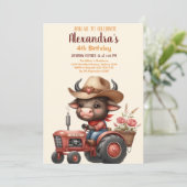 トラクターファーム誕生日パーティー動物 招待状 (スタンド正面)