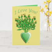 トラクターブーケとグリーンハート花瓶 カード (黄色い花)