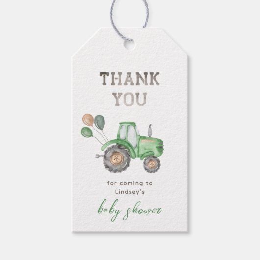 トラクターベビーシャワーメッセージカード ギフトタグ (正面)