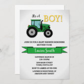 トラクターベビーシャワー招待状、トラクターボーイ 招待状 (正面/裏面)