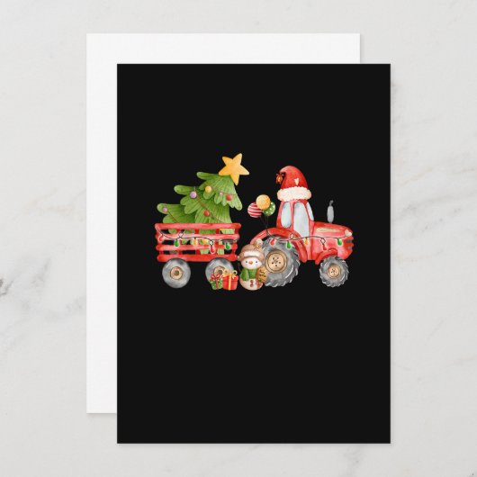 トラクターボーイクリスマスクリスマスツリーメリークリスマスファ 招待状 (正面/裏面)
