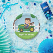 トラクターボーイ及び子犬農場子供の誕生日パーティー ペーパープレート (パーティー)