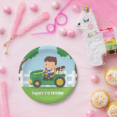 トラクターボーイ及び子犬農場子供の誕生日パーティー ペーパープレート (パーティー)