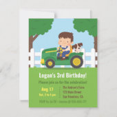 トラクターボーイ及び子犬農場子供の誕生日パーティー 招待状 (正面)