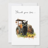 トラクター付き秋黒猫 サンキューカード (正面)