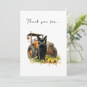 トラクター付き秋黒猫 サンキューカード (スタンド正面)