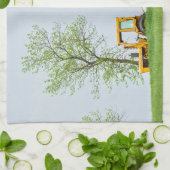 トラクター付き納屋シーン キッチンタオル (折り畳み)