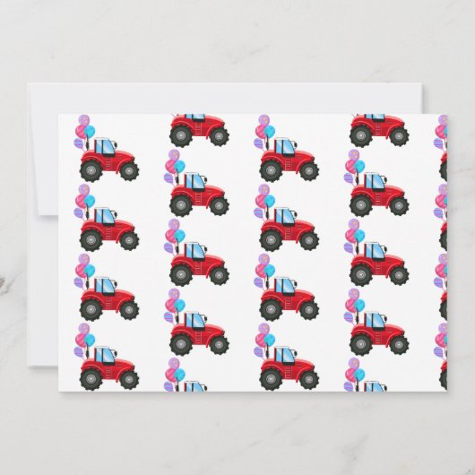 トラクター及び家畜 |フォト誕生日 招待状 (裏面)