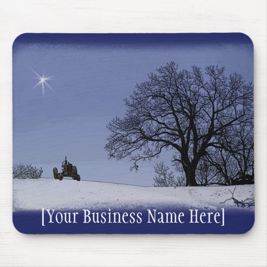 トラクター及び星のマウスパッド: あなたの商号を加えて下さい マウスパッド (正面)