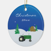 トラクター及び納屋のカスタムなクリスマスのオーナメント セラミックオーナメント (左)