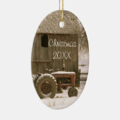 トラクター及び納屋のクリスマスのオーナメント セラミックオーナメント (右)