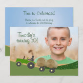 トラクター招待状:かわいい干し草の山の農場シーン 招待状 (正面/裏面)