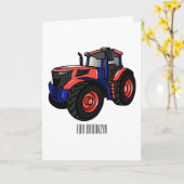 トラクター漫画イラストレーション カード (黄色い花)