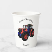 トラクター漫画イラストレーション 紙コップ (裏面)