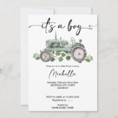 トラクター男の赤ちゃんシャワー 招待状 (正面)