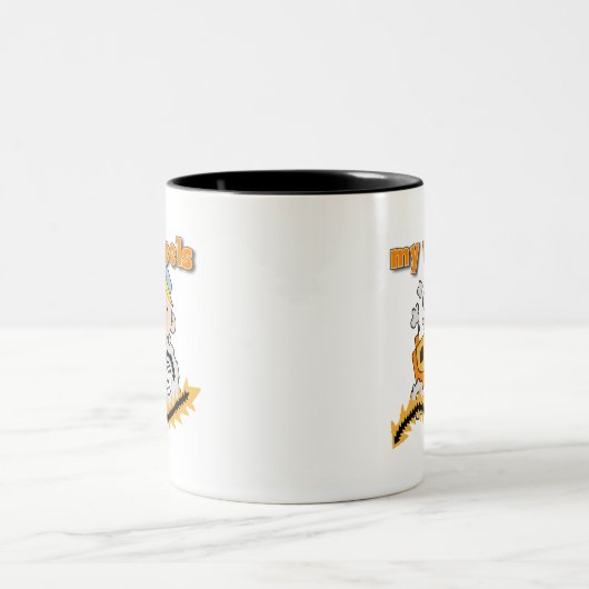 トラクター私の車輪のTシャツおよびギフト ツートーンマグカップ (中央)