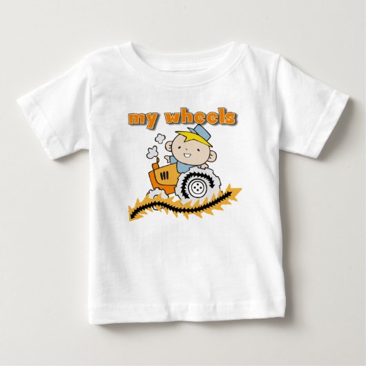 トラクター私の車輪のTシャツおよびギフト ベビーTシャツ (正面)