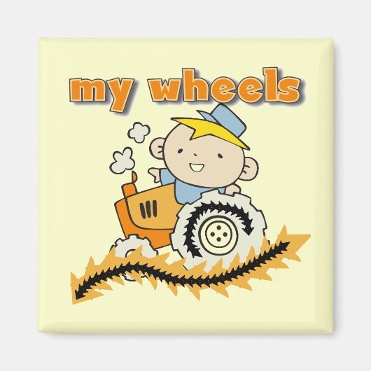 トラクター私の車輪のTシャツおよびギフト マグネット (正面)