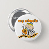 トラクター私の車輪のTシャツおよびギフト 缶バッジ (正面&裏面)