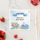 トラクター秋カボチャ水色ブルーナプキン スタンダードカクテルナプキン (インサイチュ)