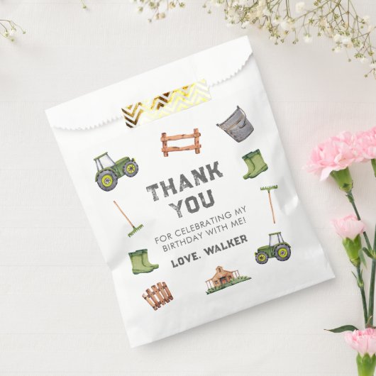 トラクター素朴ファームグリーンボーイ誕生日 フェイバーバッグ (封をした状態)