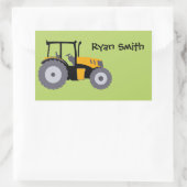 トラクター緑のバックグラウンドスクールネームのシール 長方形シール (バッグ)