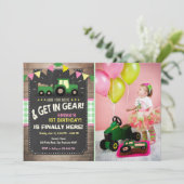 トラクター誕生日の招待ファームパーティーガールピンク 招待状 (スタンド正面)