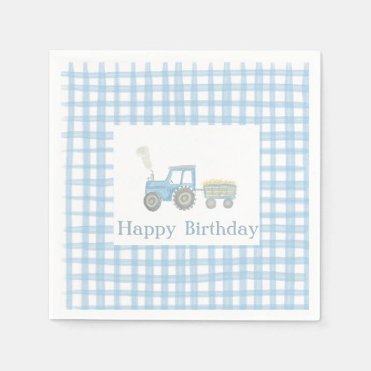 トラクター誕生日ナプキン スタンダードカクテルナプキン (正面)