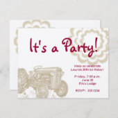 トラクター誕生日パーティーの招待 招待状 (正面/裏面)