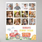 トラクター誕生日初年度フォトマイルストーン記号 ポスター (正面)