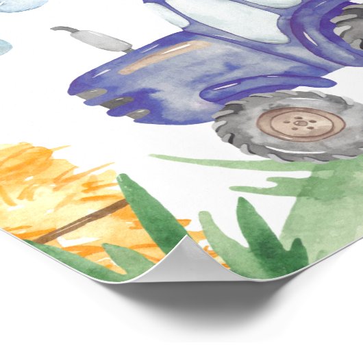 トラクター誕生日初年度フォトマイルストーン記号 ポスター (角)