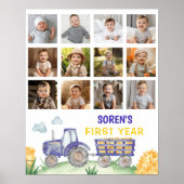トラクター誕生日初年度フォトマイルストーン記号 ポスター (正面)