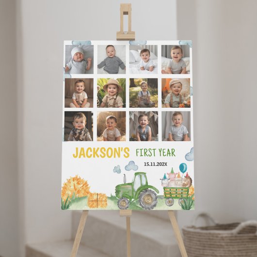トラクター誕生日初年度フォトマイルストーン記号 ポスター