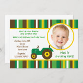 トラクター農場の写真を使った誕生日パーティーの招待状 招待状 (正面/裏面)