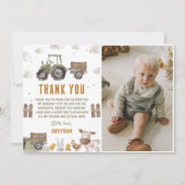 トラクター農場誕生日写真 サンキューカード (正面)