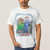 トラクター農家の顔のカスタムTシャツ Tシャツ (正面)