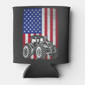 トラクター農家アメリカ国旗の愛国的農業 缶クーラー (正面)