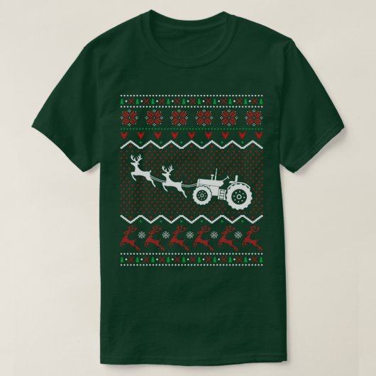 トラクター醜いクリスマスプレゼント農家 Tシャツ (デザイン正面)