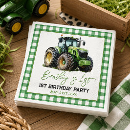 トラクター1歳の誕生日パーティー ファームで楽しいひととき  スタンダードカクテルナプキン