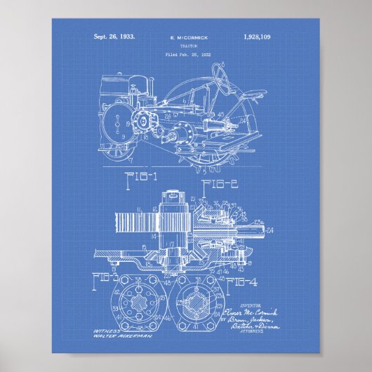 トラクター1932特許技術青写真 ポスター (正面)