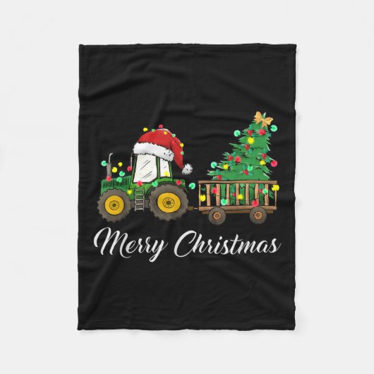 トラクター クリスマス セーター 農家 農場 面白い メリー フリースブランケット (正面)