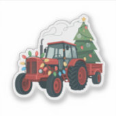 トラクター クリスマス ライト ファーマー 農場 シール (正面)