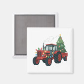 トラクター クリスマス ライト 農家 農場 マグネット (正面/裏面)