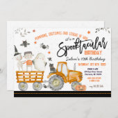 トラクター・ハロウィーン誕生日パーティーの招待状、 招待状 (正面/裏面)