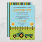 トラクター/ファーム誕生日パーティーの招待 招待状 (正面/裏面)