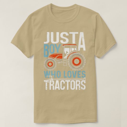 トラクター、農家、トラクターFaを愛する少年に過ぎない Tシャツ (デザイン正面)