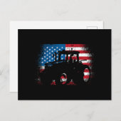 トラクターUSA国旗のデザインfor愛国的農家 シーズンポストカード (正面/裏面)
